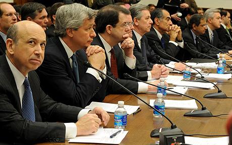 Wall Street bankers appearing before congress after the financial crisis of 2008.