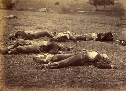 Fallen soldiers after the Battle of Gettysburg, 1863