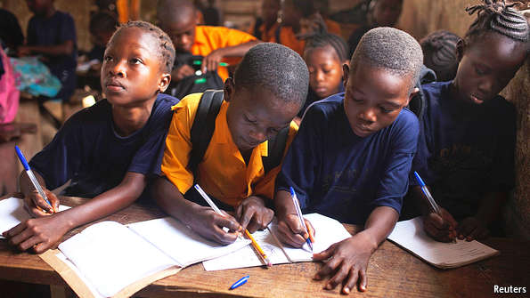 Children at parent-funded private school in Africa