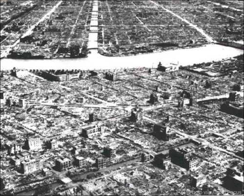 Central Tokyo after firebombing in World War II